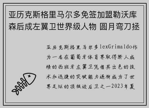 亚历克斯格里马尔多免签加盟勒沃库森后成左翼卫世界级人物 圆月弯刀拯救球队